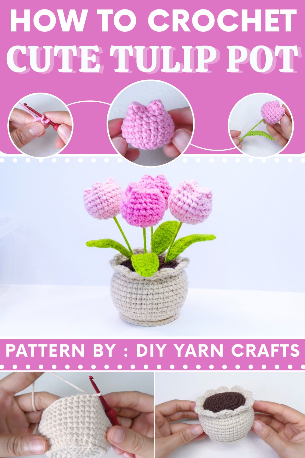How to Crochet TULIP POT for beginners (8)