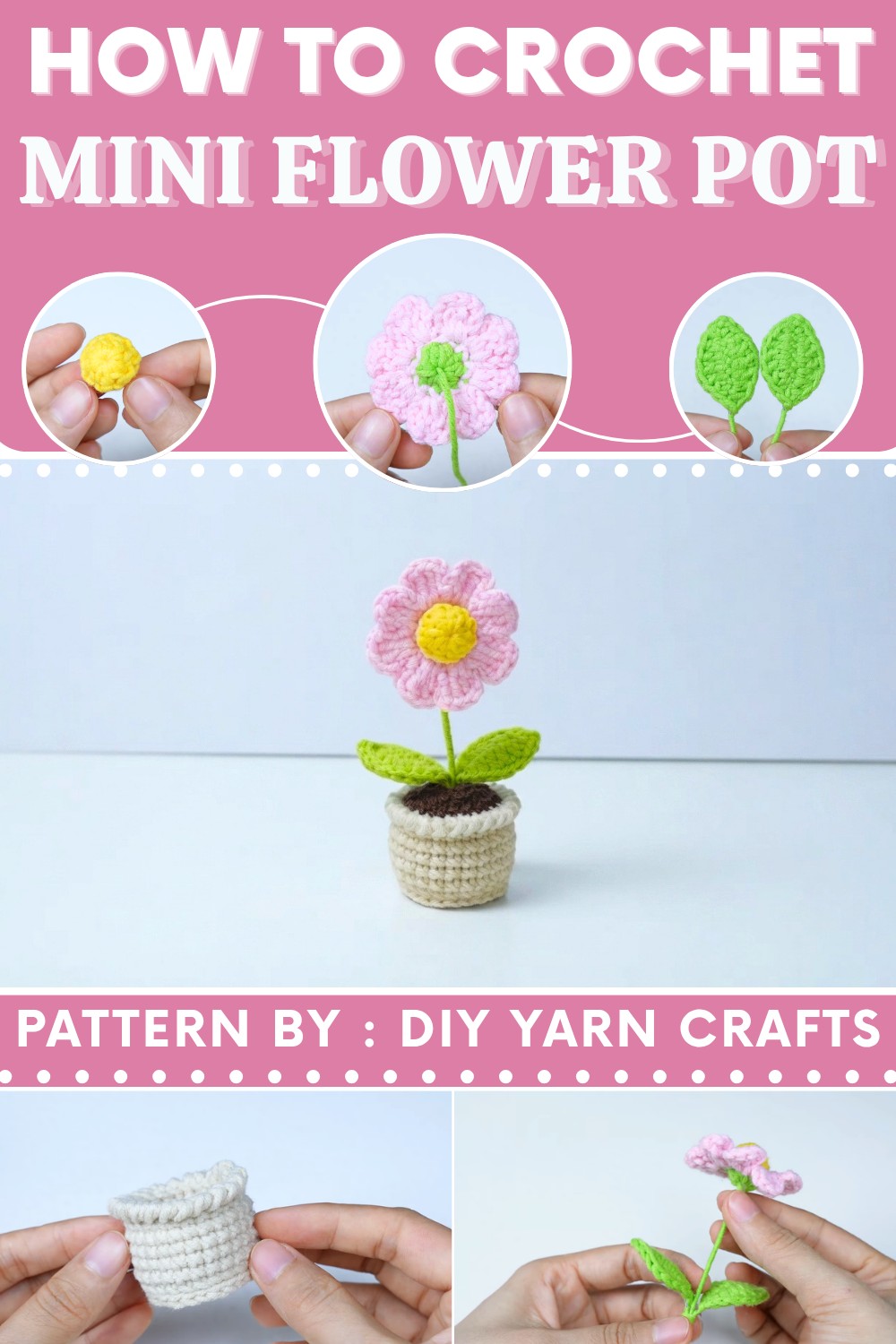 How to Crochet a Mini Flower Pot Pattern (8)