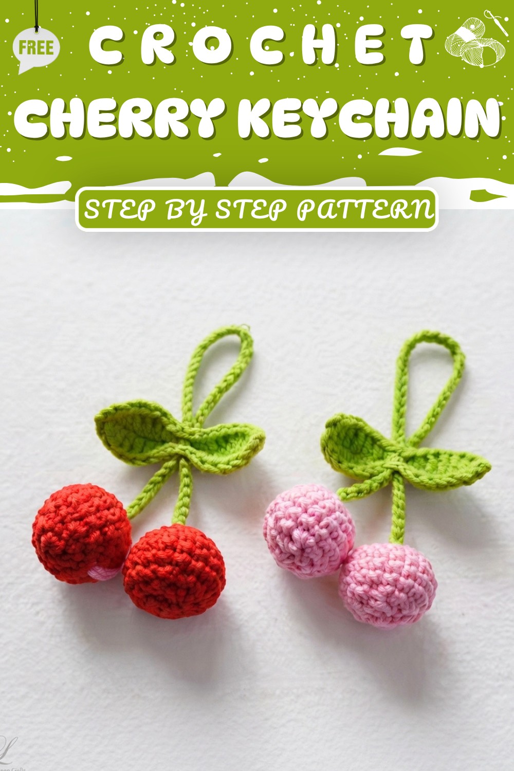 How to crochet Cherry Keychain (2)