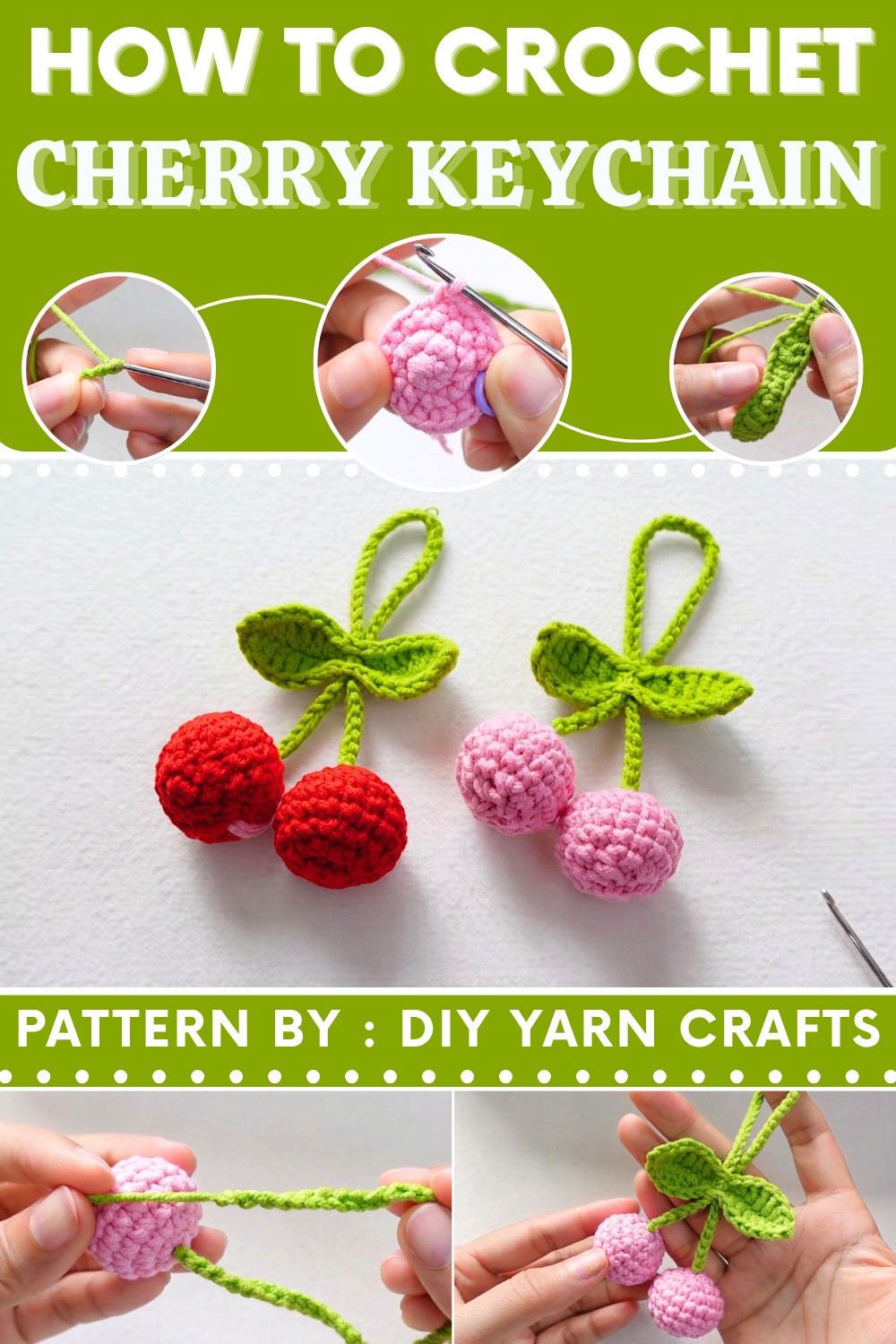 How to crochet Cherry Keychain (8)