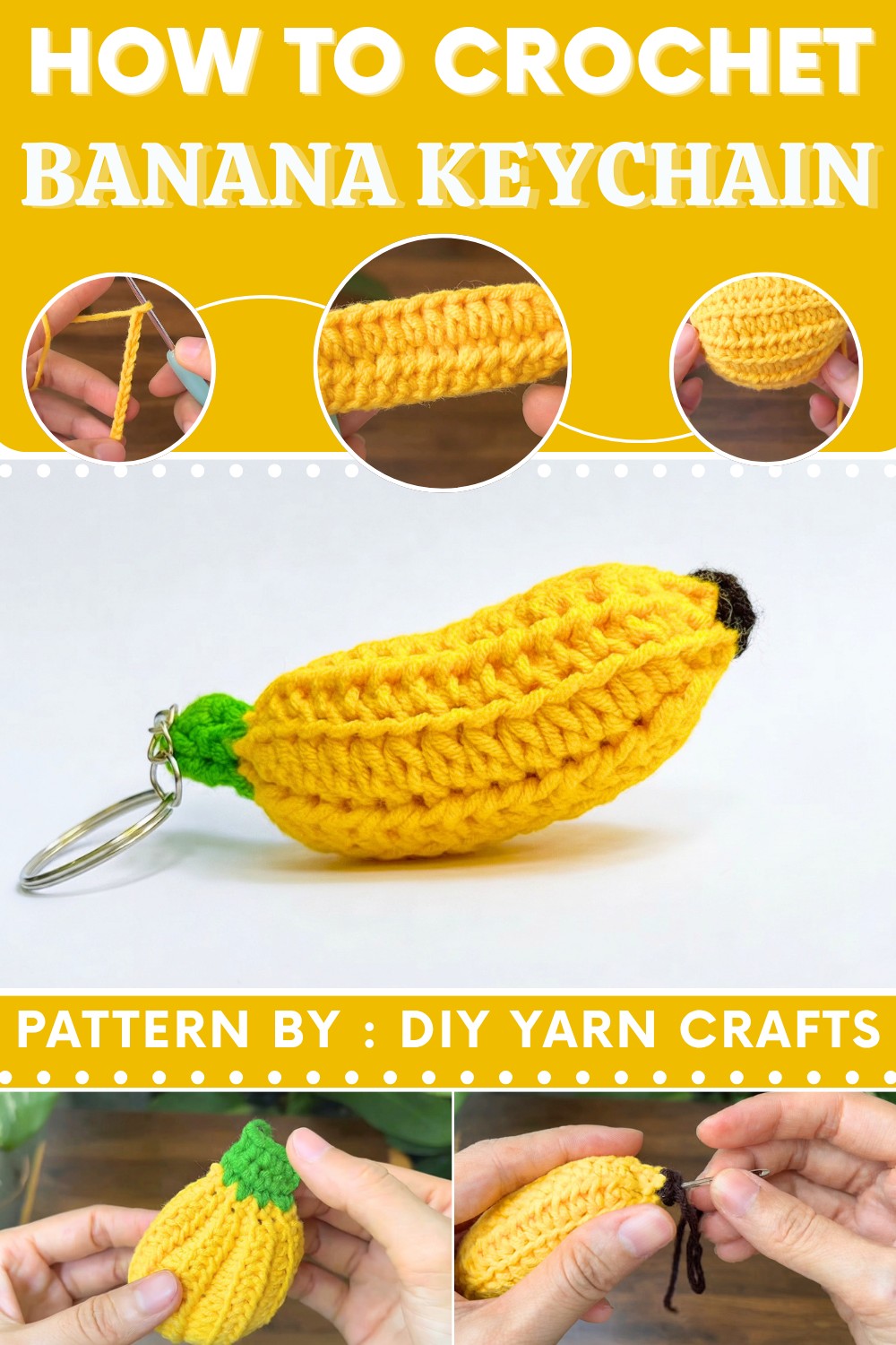 How to crochet an Amigurumi Banana keychain (9)
