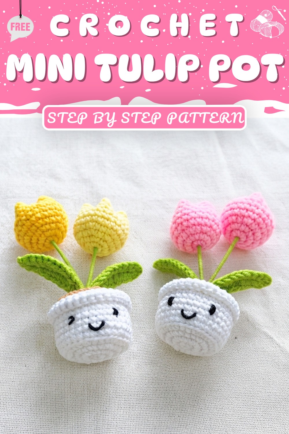 How to crochet mini Tulip Pot for beginners (10)