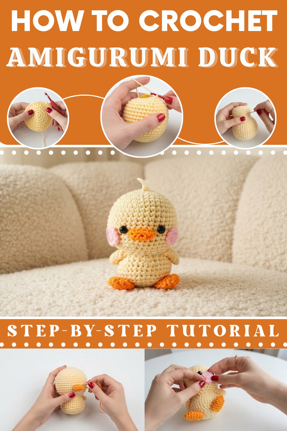 TUTORIAL ON HOW TO KNIT A DUCK AMIGURUMI FOR BEGINNERS HOW TO KNIT A CROCHET DOLL 1