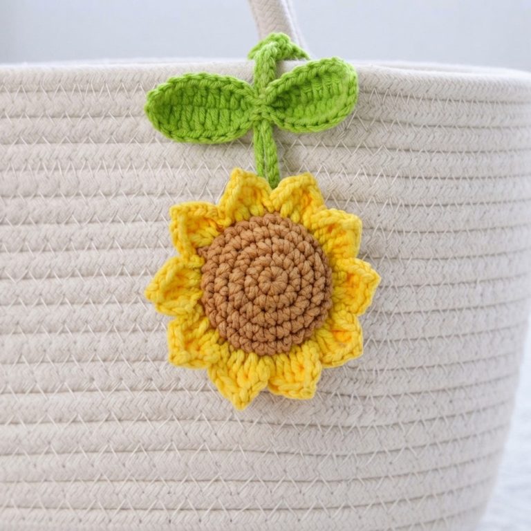 Crochet Sunflower Keychain Tutorial