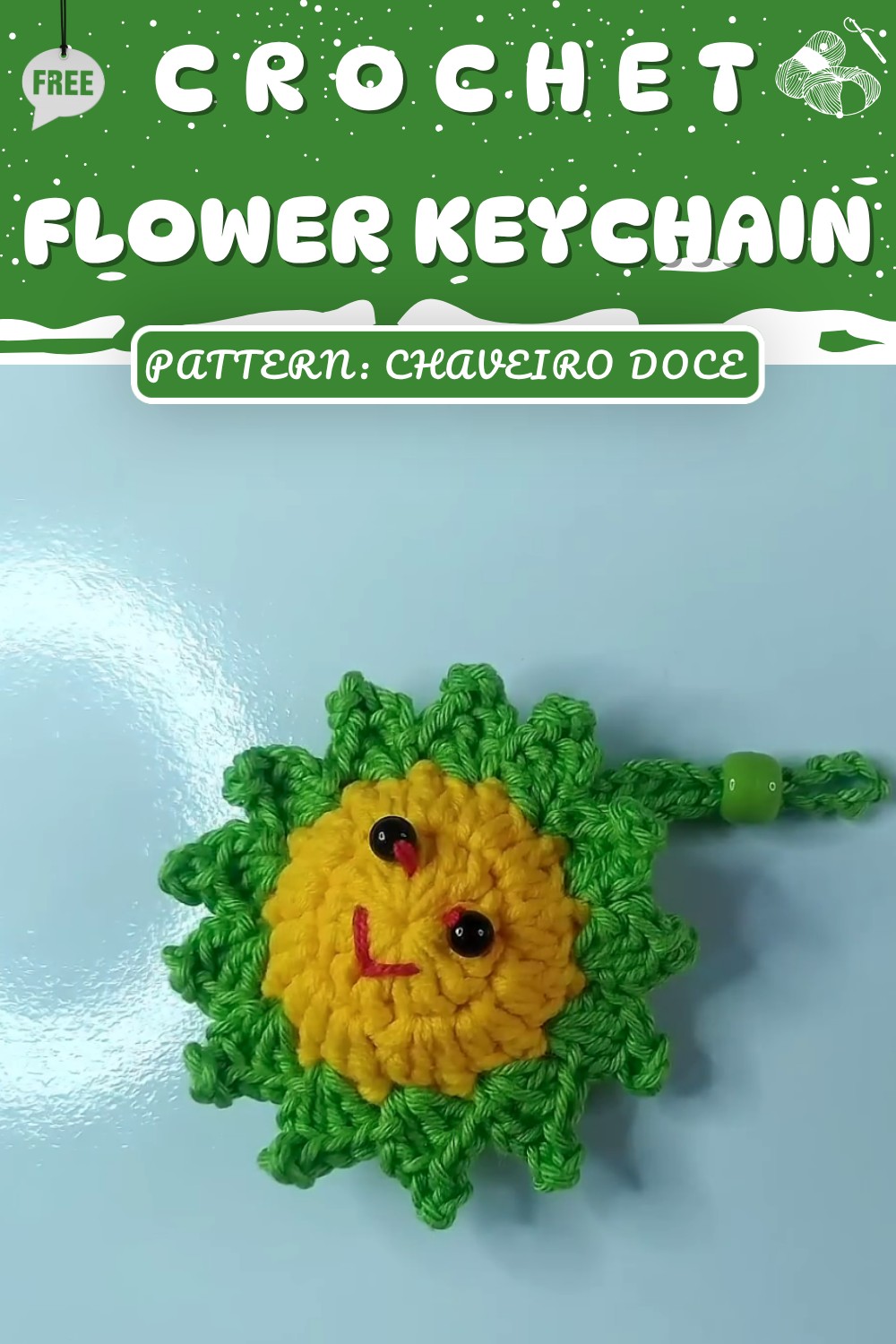 How to make a CROCHET KEYCHAIN __- Happy Flower (subtitled) 10