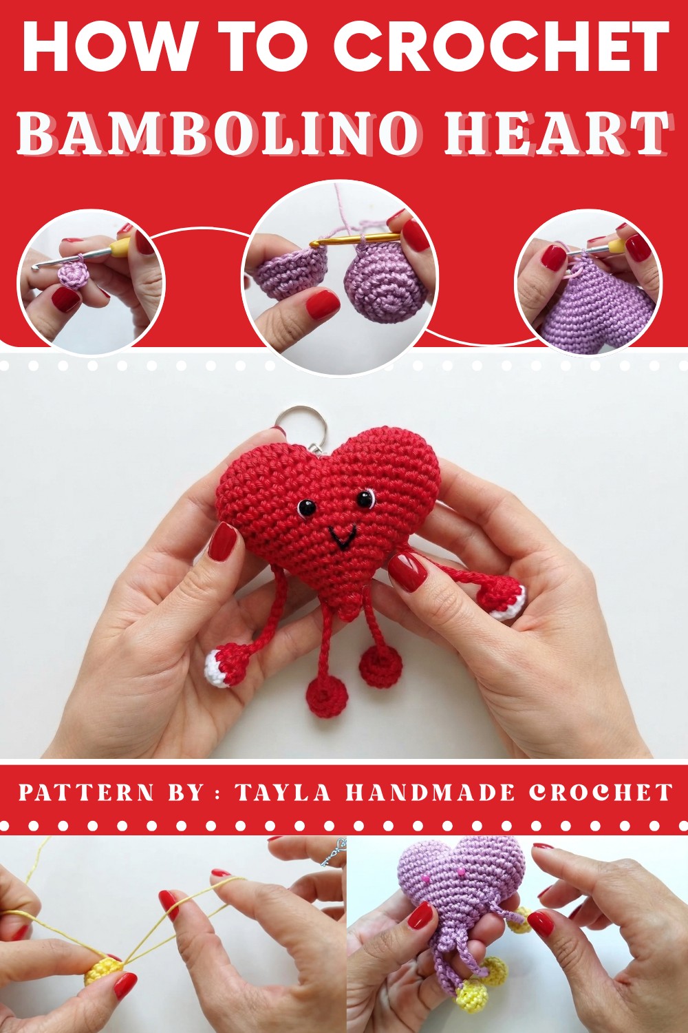 bambolino heart crochet keychain - perfect gift for mother's day! (subtitled) (1)