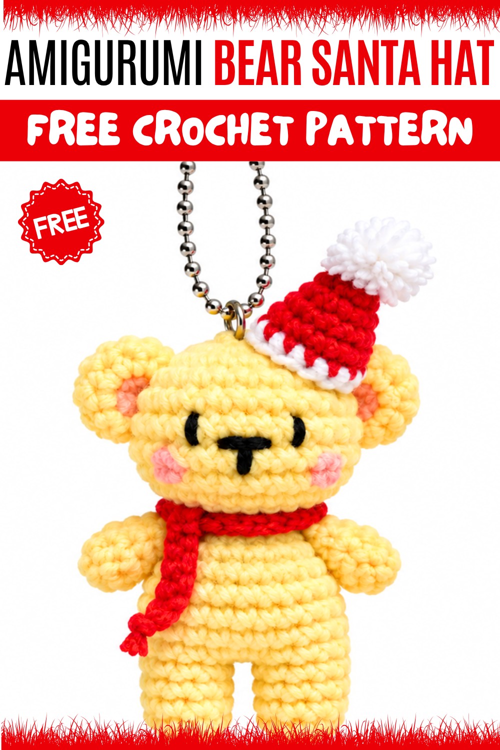 Crochet Amigurumi Bear Santa Hat Pattern