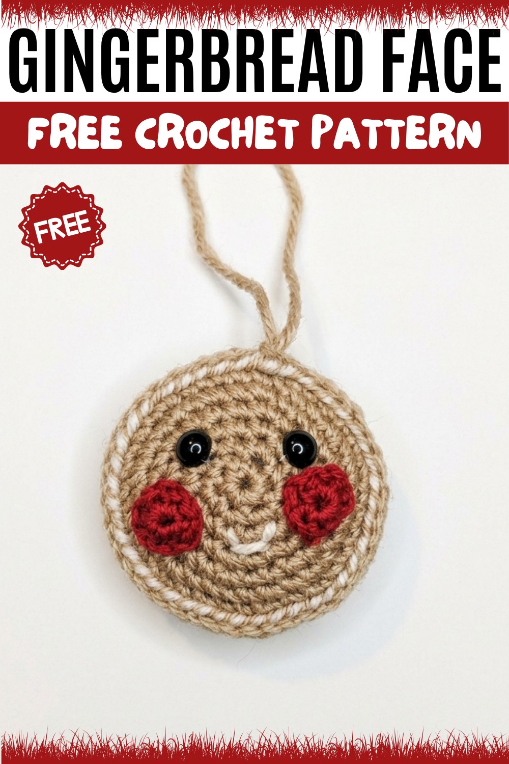 Crochet Gingerbread Face Pattern